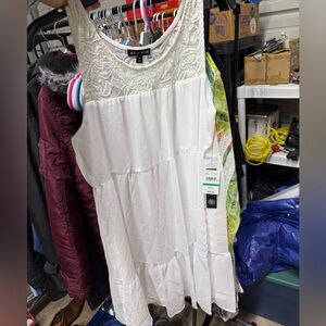 As U Wish White Tiered Baby Doll Dress